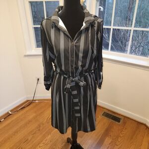 Derek‎ Heart Button Front Dress Size XL Black & White